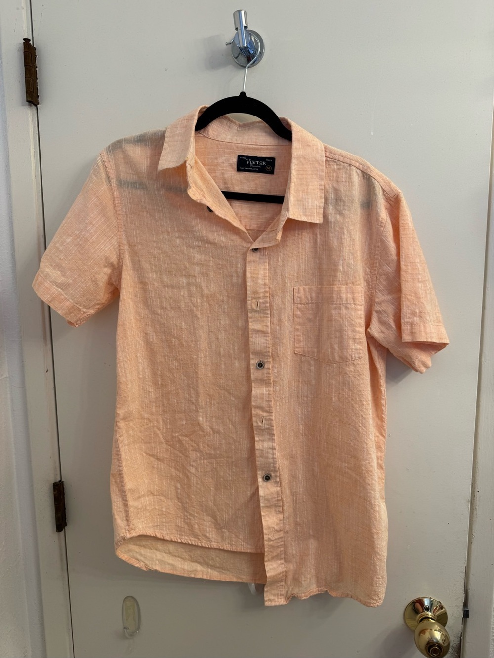 100% cotton Peach Short-Sleeve Button-Down Shirt